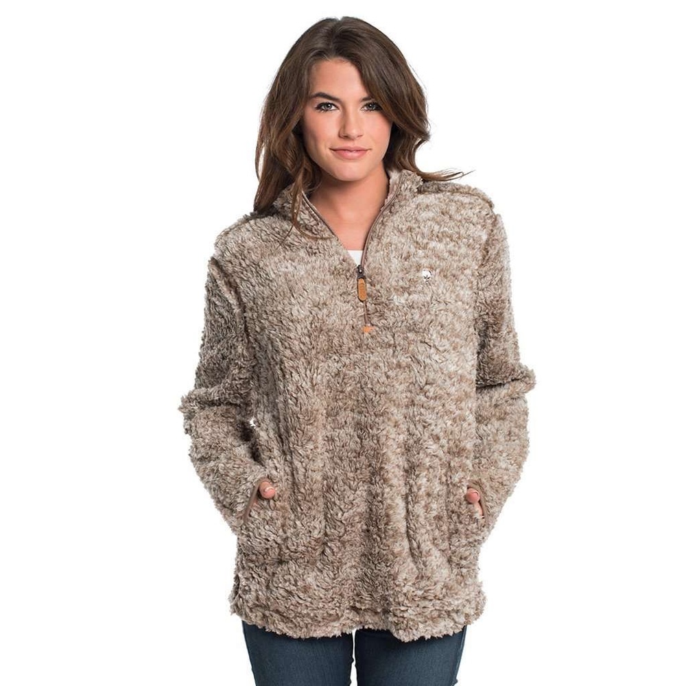 The Southern Shirt Co. Heather Sherpa Pullover Pockets Zip Cotton Fleece Sweater